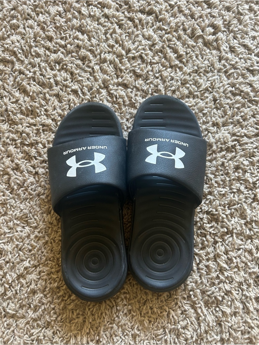 Under Armour Black Kids Slide Sandals with White Logo
